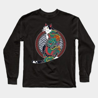 yakuza japanese tattoo cat Long Sleeve T-Shirt